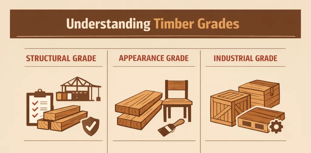 Understanding Timber Grades such as Structural Grade, Appearance Grade, Industrial Grade